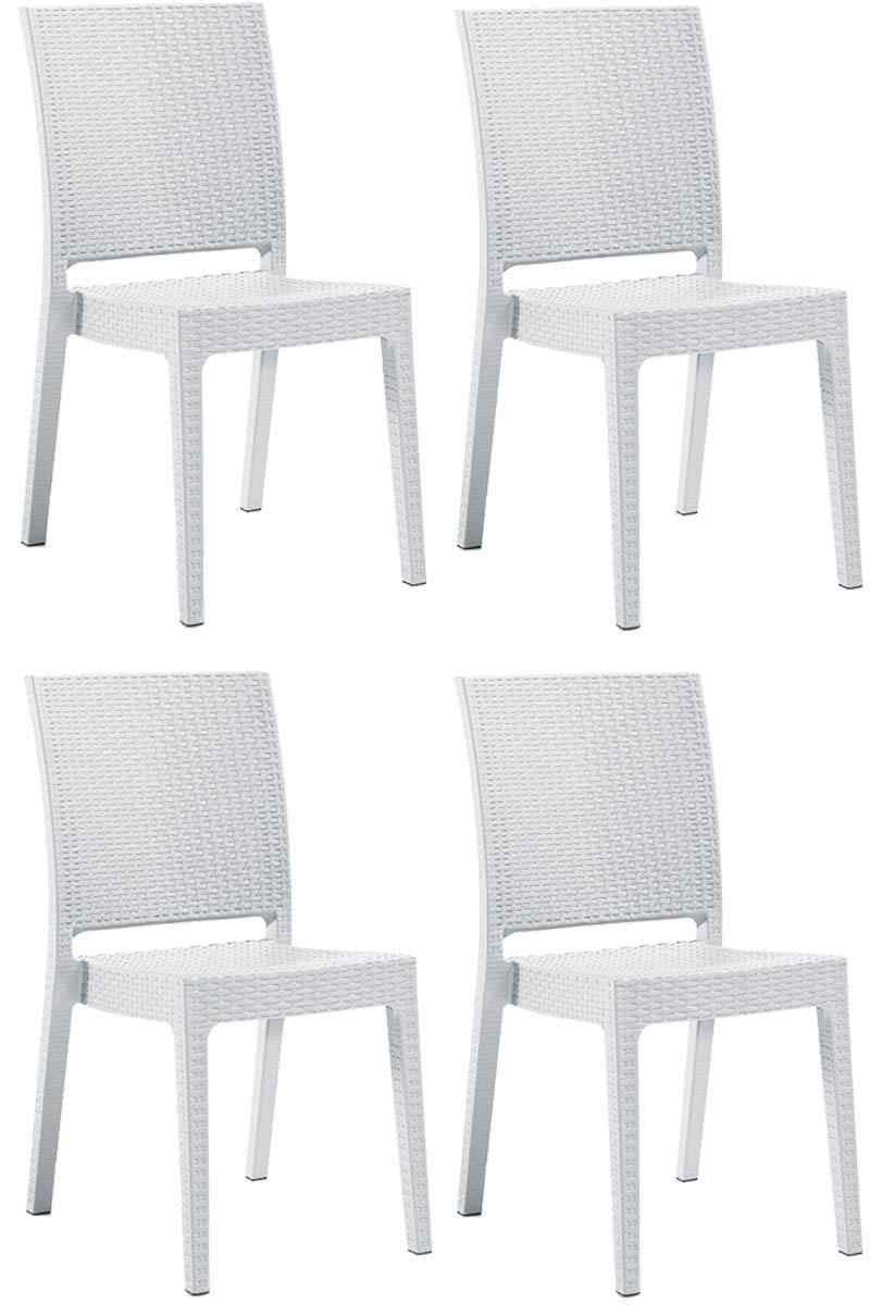 Novussi Nice Rattan Sandalye Bahçe Sandalyesi Beyaz 4 Adet