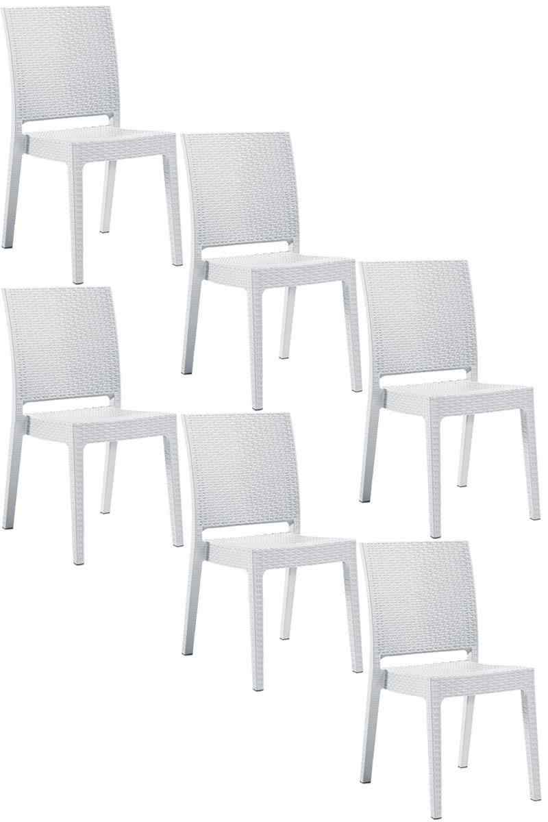 Novussi Nice Rattan Sandalye Bahçe Sandalyesi Beyaz 6 Adet