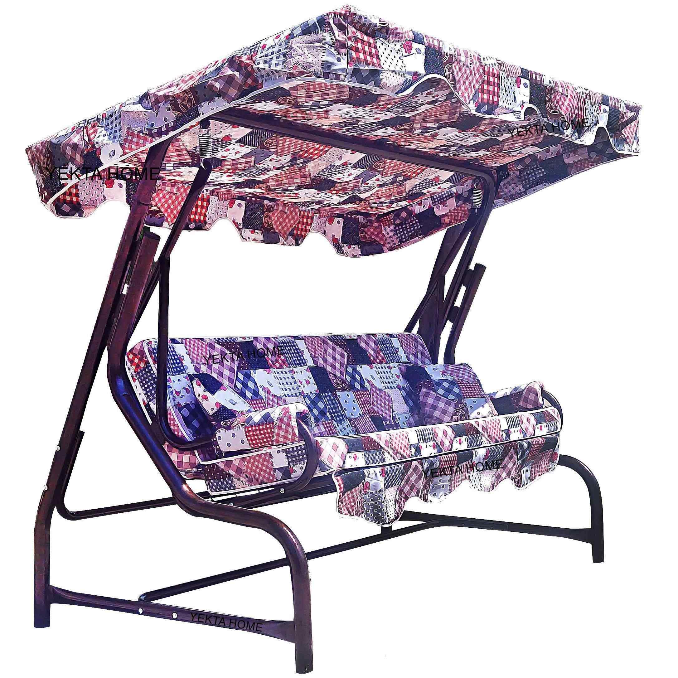 Yekta Patchwork 3 Kişilik Bahçe Salıncağı Balkon Teras Salıncak 200 cm