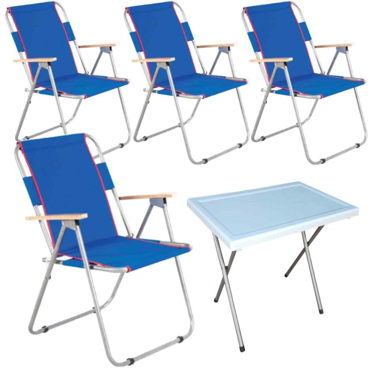 Vesto Katlanabilir Piknik Sandalyesi Ve Portatif Masa 4 +1 Mavi