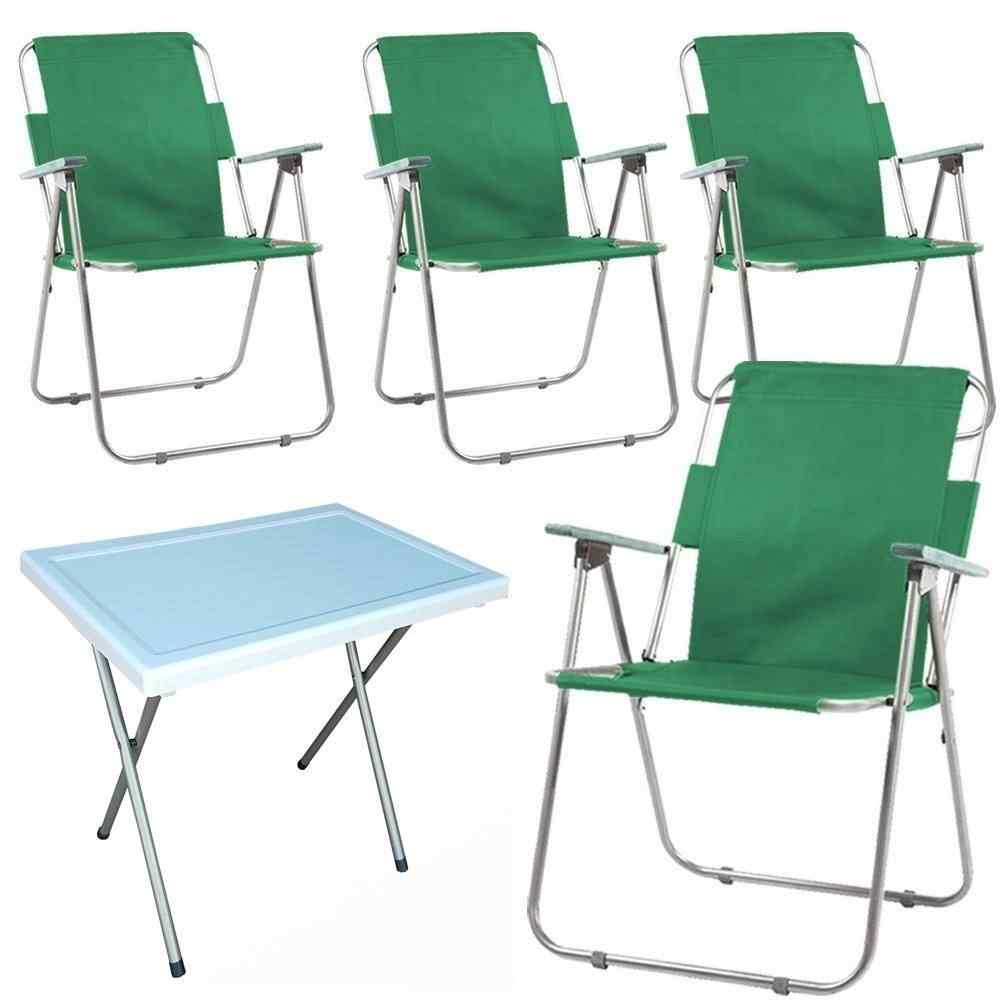 Vesto Katlanabilir Piknik Sandalyesi Ve Portatif Masa 4+1 Yeşil