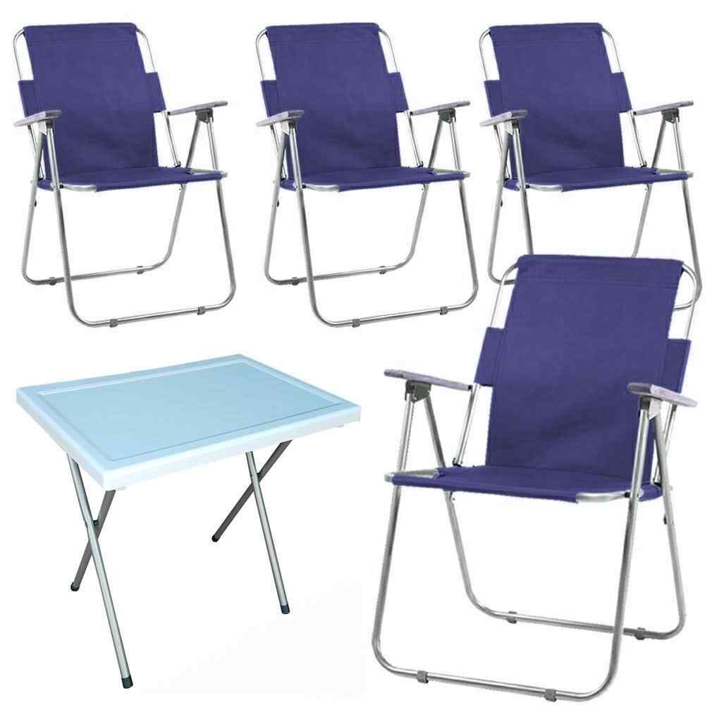 Vesto Katlanabilir Piknik Sandalyesi Ve Portatif Masa 4+1 Lacivert