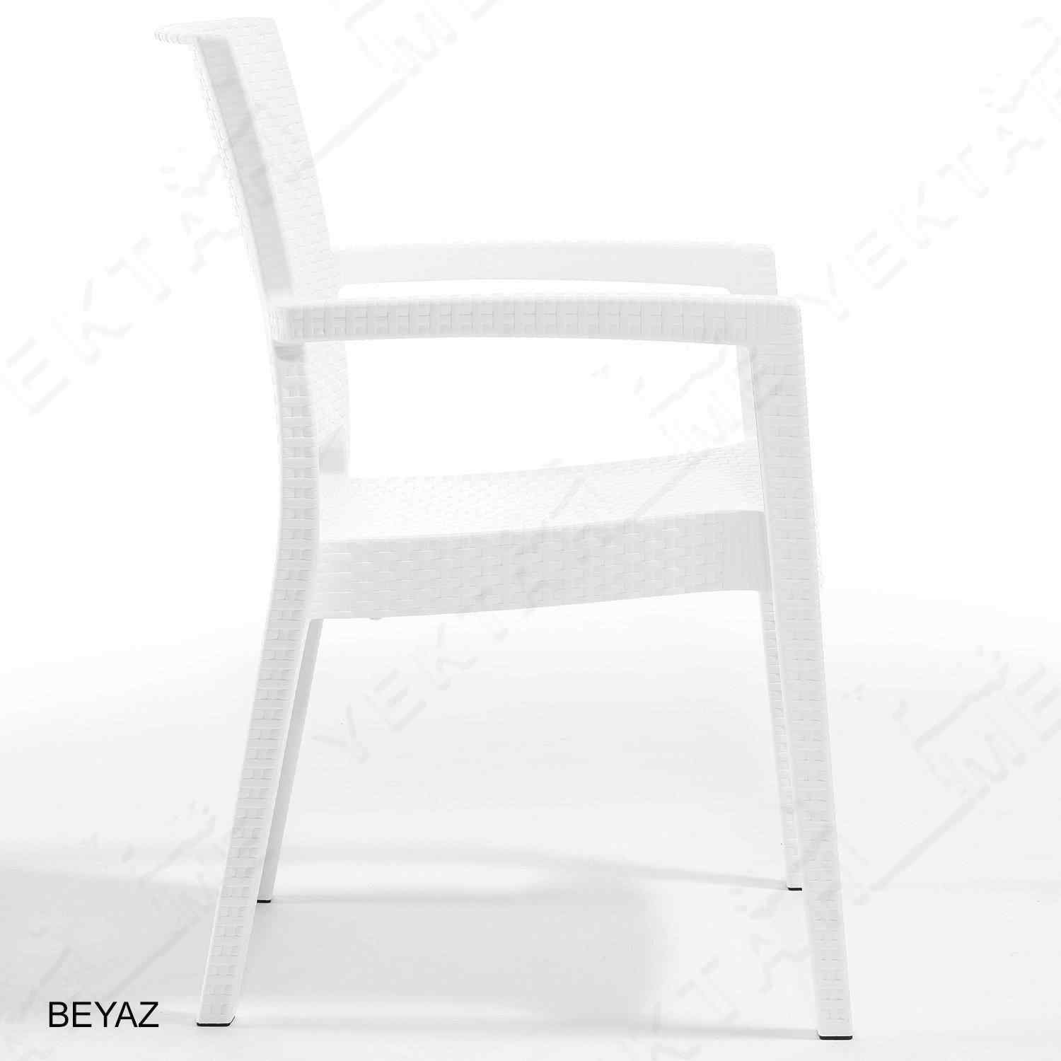 Novussi Liverno Rattan Masa Koltuk Takımı 90x150 Camlı Beyaz