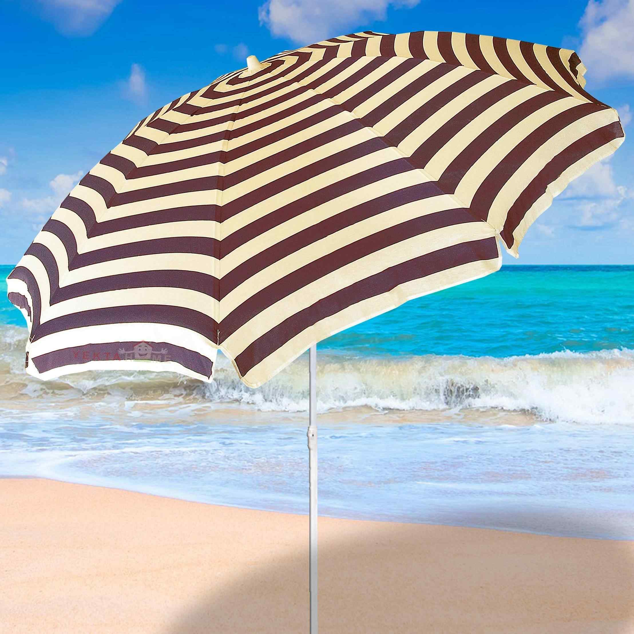 Plaj Şemsiyesi Havuz Şemsiye Bahçe Şemsiyeleri 200 cm Kahve Krem